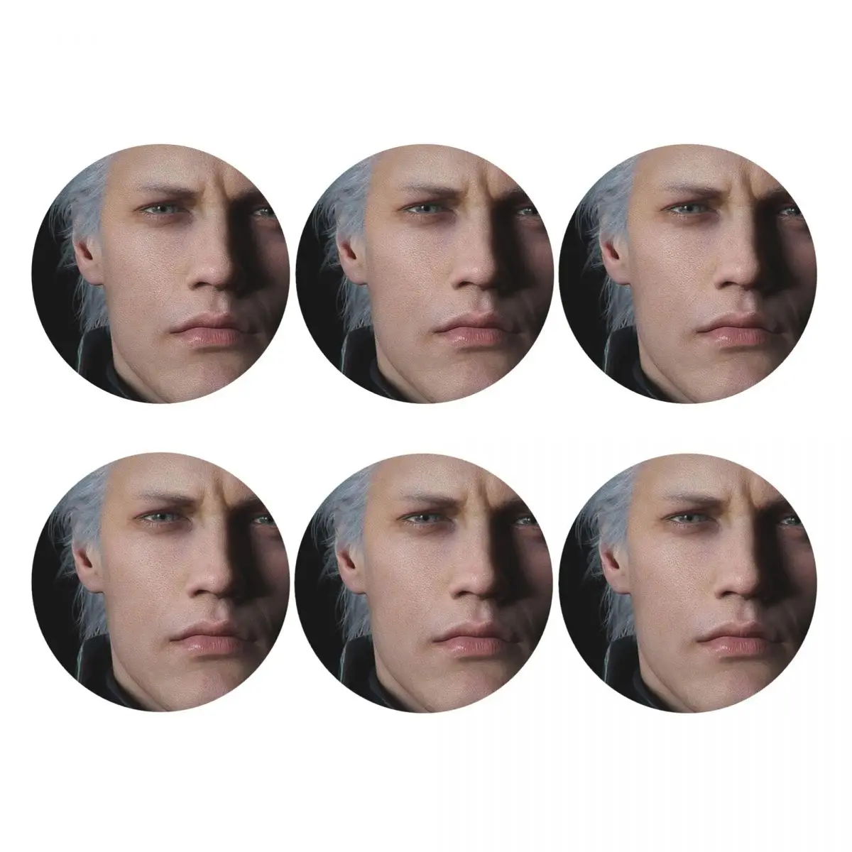 Devil May Cry 5 - Vergil Poster Coasters PVC Leather Placemats Waterproof Coffee Mats for Decor Kitchen Dining Pads Set of 6