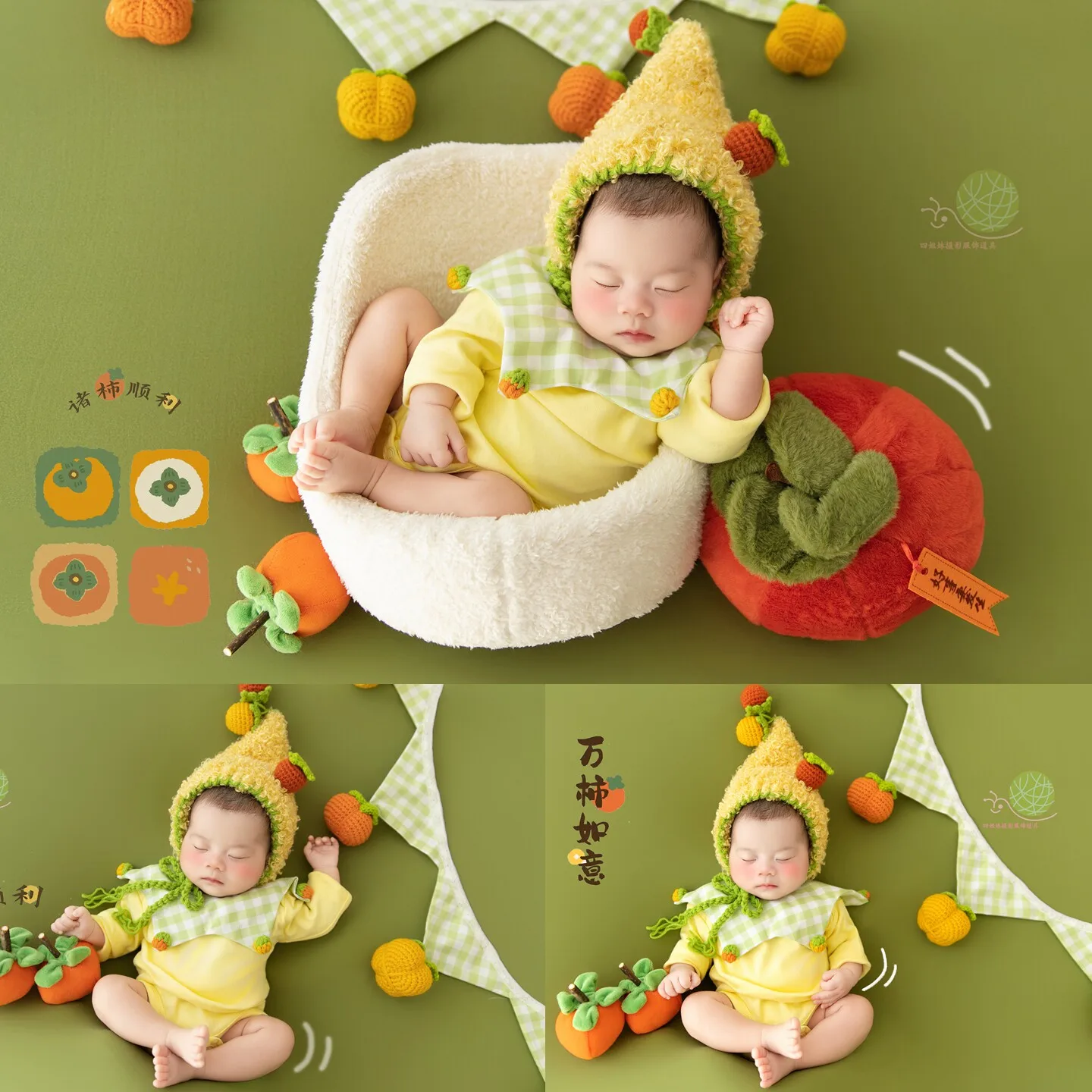 newborn-photography-props-2026-best-wish-persimmon-theme-set-cute-outfit-decor-flag-for-baby-studio-photoshoot-accessories