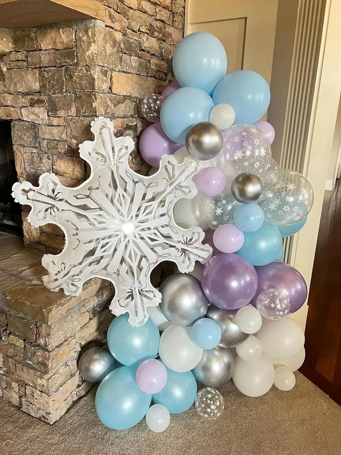 30Pcs Frozen Princess Balloon Set, Purple Blue Snow Latex Balloon Confetti Balloon, Birthday Party Decoration