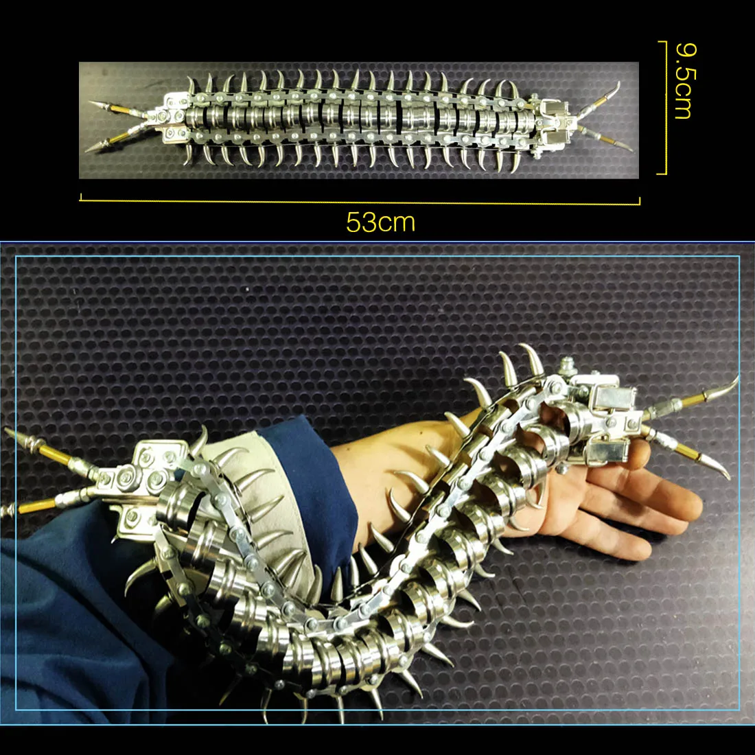 Kit de modelo de centopéia de metal móvel diy kit de modelo de quebra-cabeça 3d mecânico brinquedo de montagem diy para crianças adultos presente criativo-prata