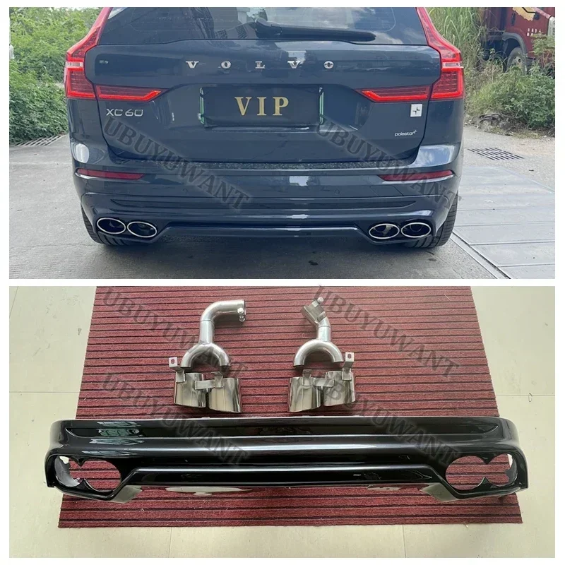 For Volvo NEW XC60 ABS REAR BUMPER TRUNK LIP SPOILER DIFFUSER With Exhaust Tips For XC60 2018-2020 2021 2022 2023-2025 view 6