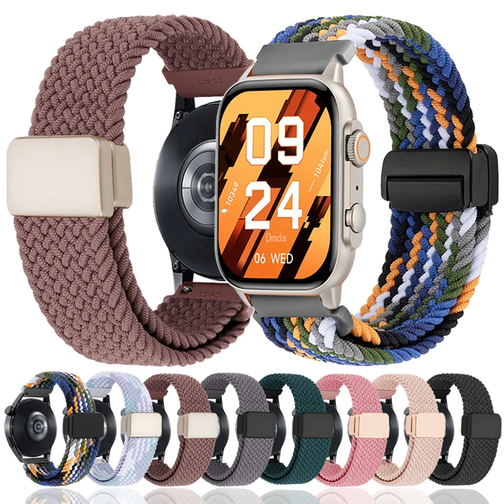 20mm 22mm Nylon Magnetic Buckle Strap For COLMI I28 Ultra P71 P81 P76 Braided Band COLMI M42/C81/C60/C61/P68/P73/V68 Bracelet