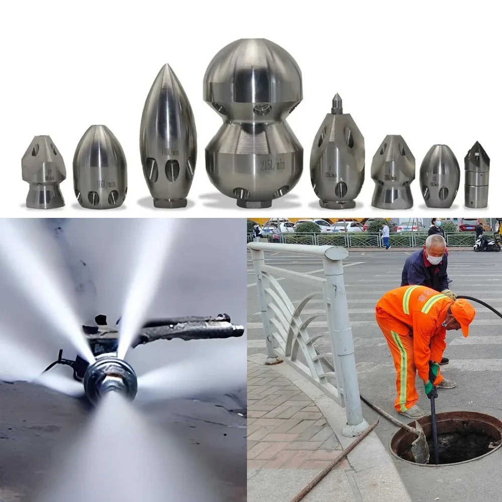1/2 G1/2 High Pressure 8-Hole Nozzle High Pressure Spray Gun Nozzle Cleaning Sewage Sludge Pipeline Flushing Gun Nozzle