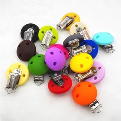 Chenkai 20PCS 35mm Silicone Round Clips Baby Pacifier Dummy Teether Soother Nursing Jewelry Toy Accessory Holder Teething Clips