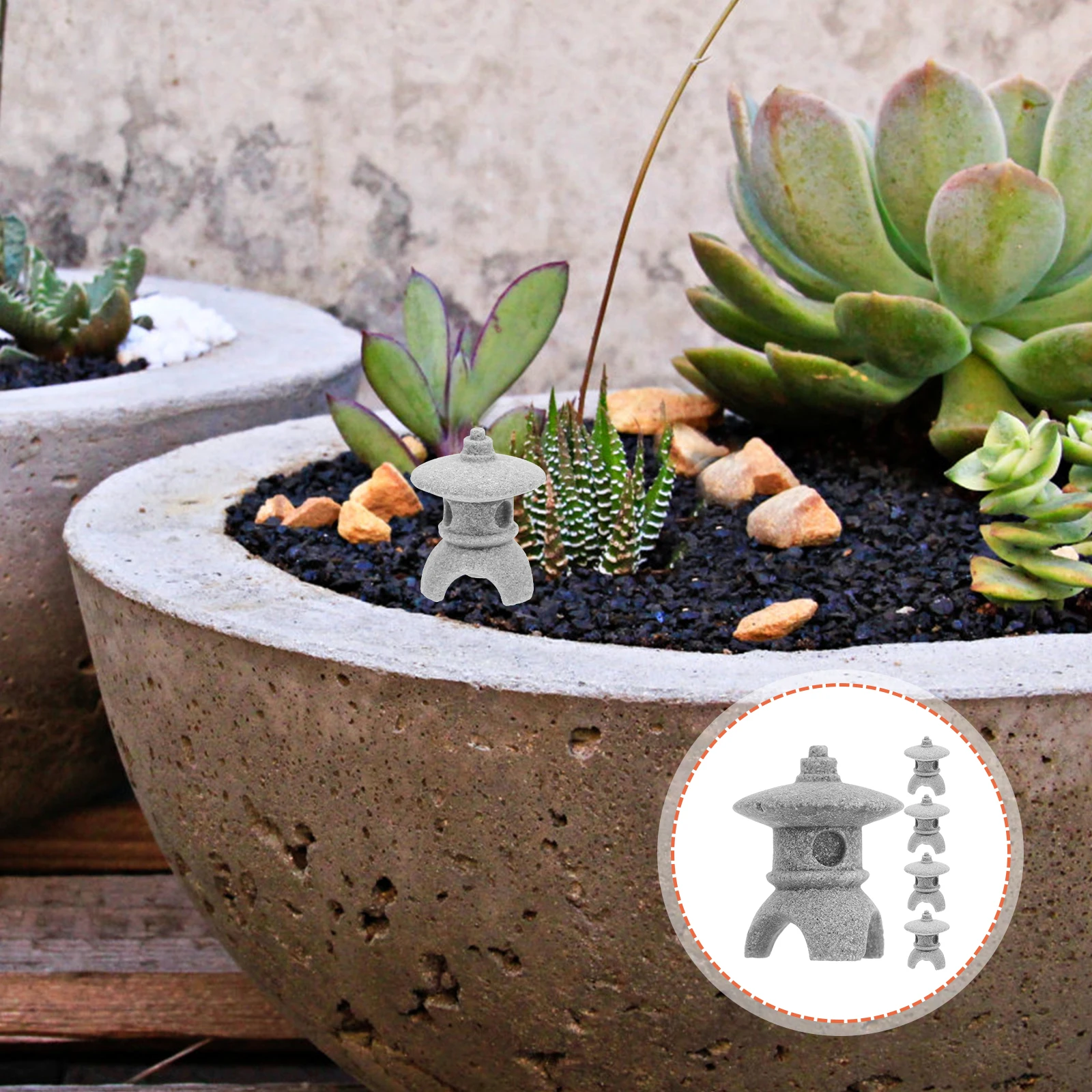 

5pcs Landscape Pavilion Bonsai Decoration Sandstone Zen Mini Ornament Fish Tank Micro Landscaping Simulation Building Home