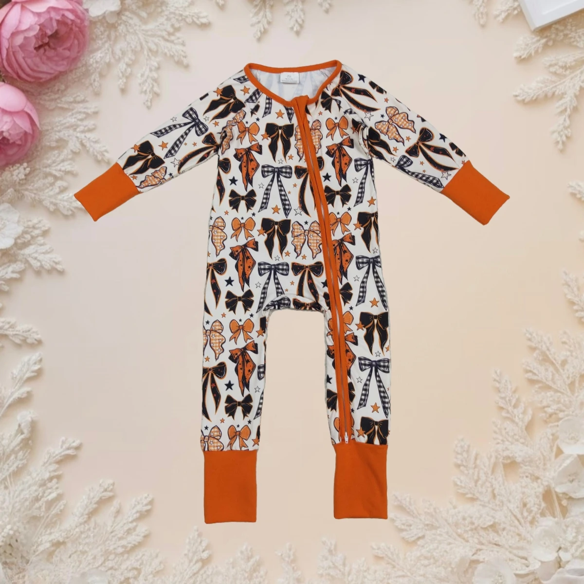 

Wholesale Cute Baby Boys Romper Long Sleeves Zipper Bows Stars Plaid Newborn Infant Toddler Kids Halloween Fall Costume Outfit