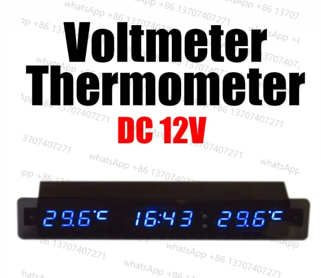 電圧計-温度計-時計-dc12v-車載モニター-自動デジタル-led-電圧-時間-温度-室内-屋外温度計