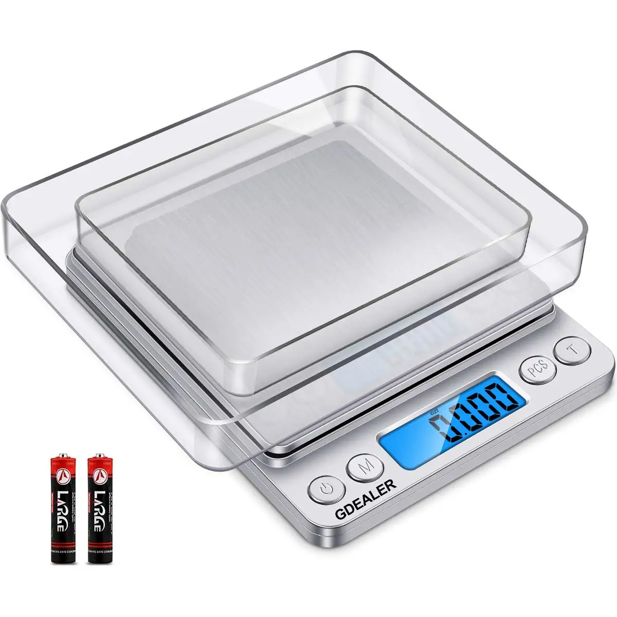 

Precise Digital Kitchen Scale 0.001oz/0.01g, 500g Capacity, Stainless Steel, Backlit LCD, Portable