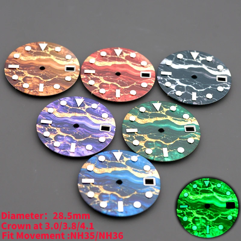 28.5mm  Watch Dial Strong Night Light Fit Japan NH35 NH36 For SKX007 SKX009 Turtle Abalone Tuna Canne Dive Watch Modification