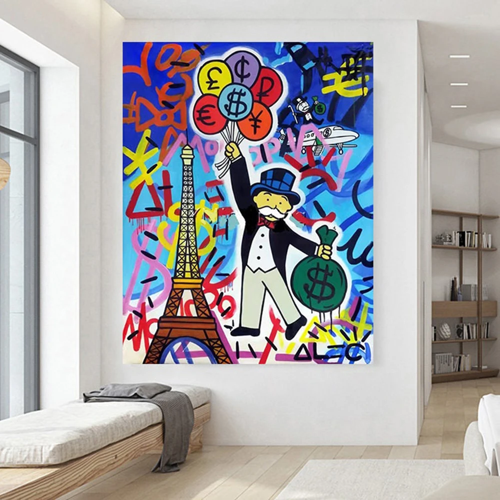 Hand Painted Oil Painting Effie Tower Alec Monopoly Art Graffiti Oil Painting Urban Art Street Art Pop Art Decorative Painting