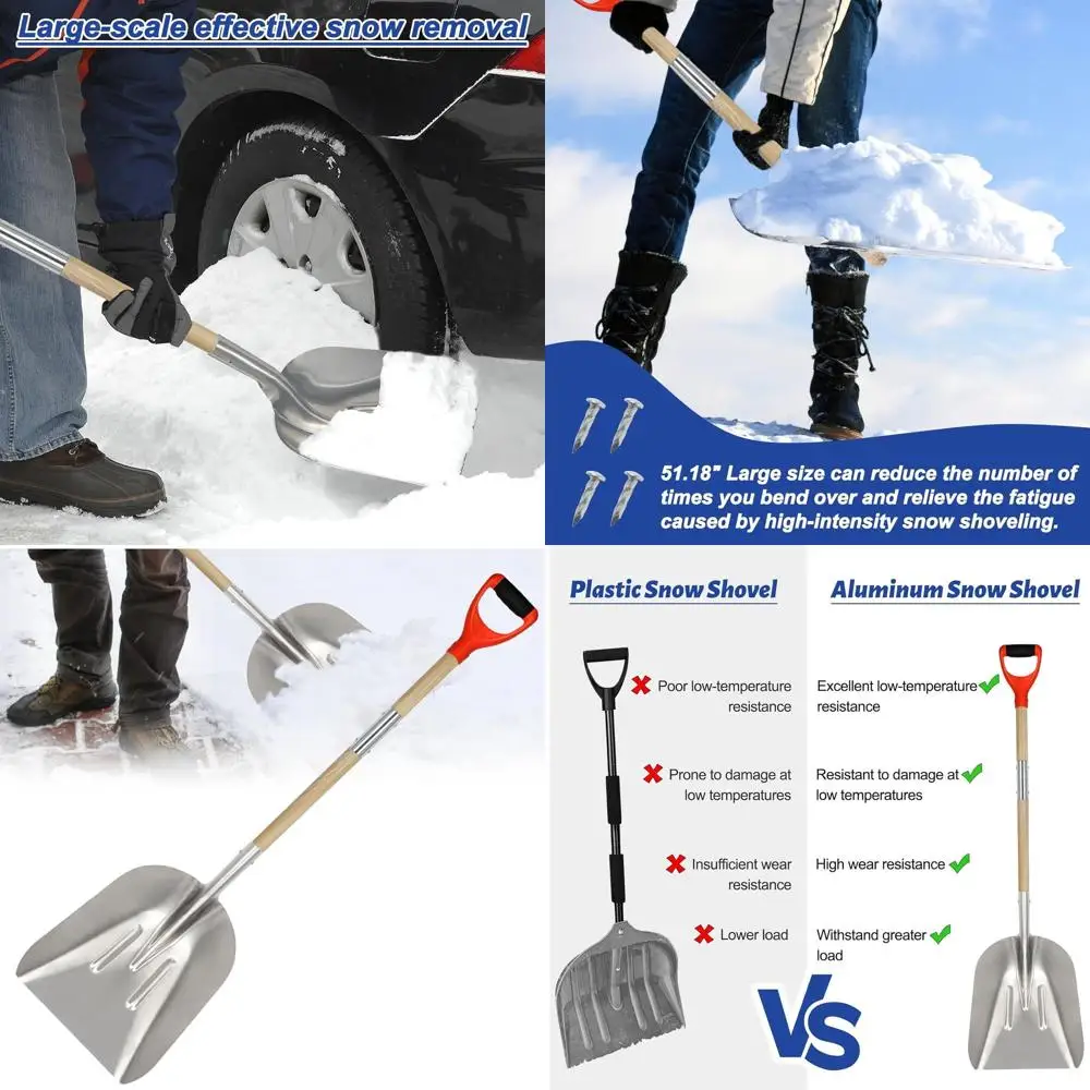

Сверхмощная алюминиевая лопата для снега с D-образной ручкой, большая вместимость 51,1 для подъездной дороги, мульчи и садоводства.