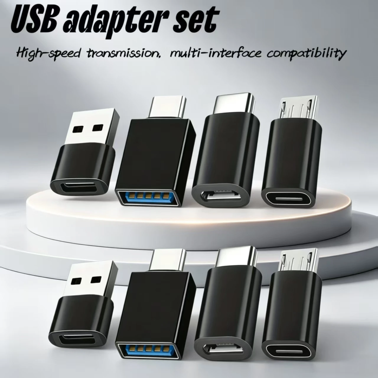 8pcs USB to USB C Adapter, USB Type C Female to USB Adapter, Micro USB to USB C Female Male Converter Connector, for Laptop Car