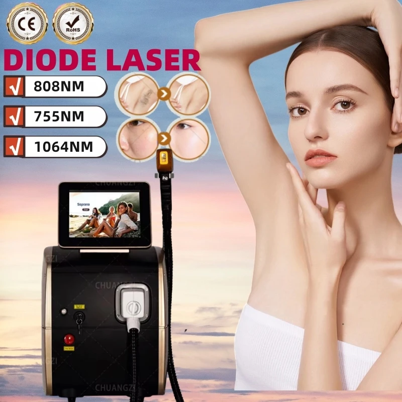 

Ice Platinum Painless Epilator 3 wavelengths Diode Laser Hair Removal Machine Alexandrit Permanent Painless Hair Removal Device