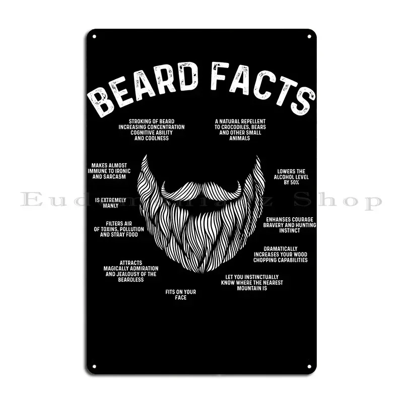 Funny Beard Facts Metal Signs Party Wall Pub Pub Garage Decoration Character Tin Sign Poster