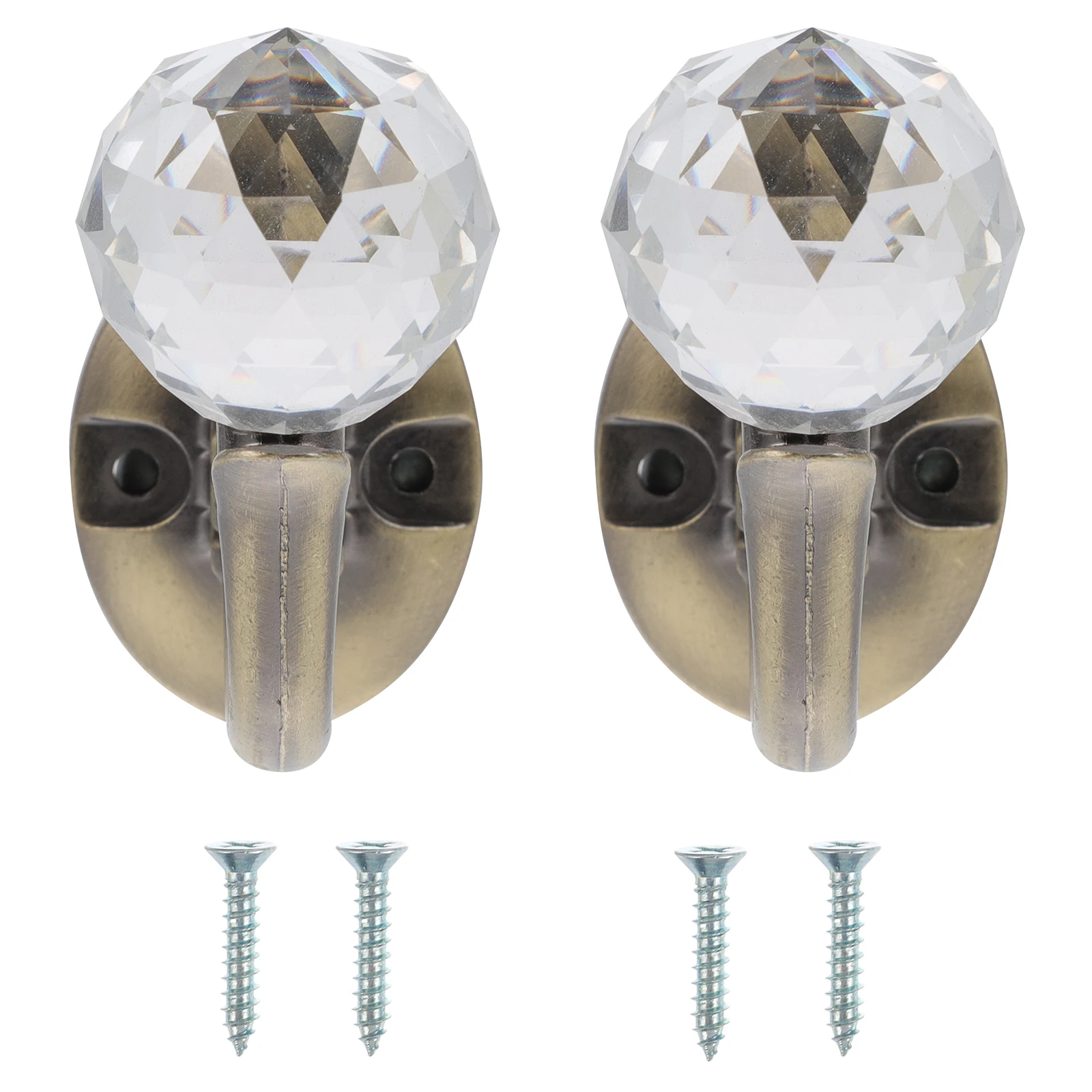 

2Pcs Crystal Curtain Hooks Zinc Alloy Lightweight Practical Decorative Bathroom Dressing Room Accessories Home Hardware