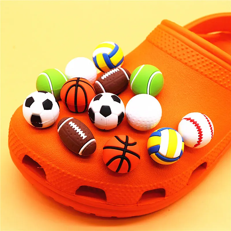 Realistic Mini 3D Ball PVC Shoe Charms Decoration Golf Tennis Softball Fit Clogs Clips Sandals Shoe Accessories Kids Party Gifts