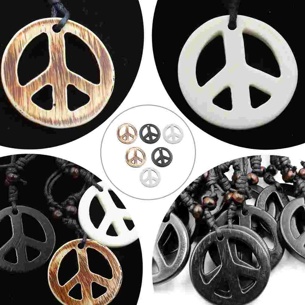 6 Pcs Emblems Peace Sign Necklace Gift Retro Anti-war Symbol Jewelry Pendant Vintage Necklaces