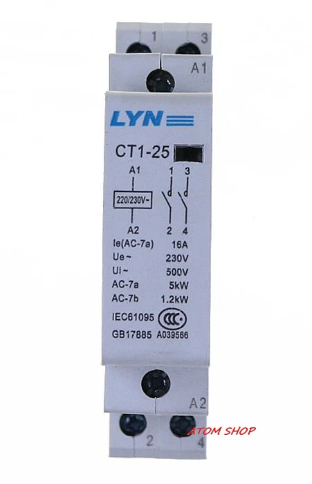 CT 2P 16A 220V 2NO  household AC contactor /Household contact module LYN