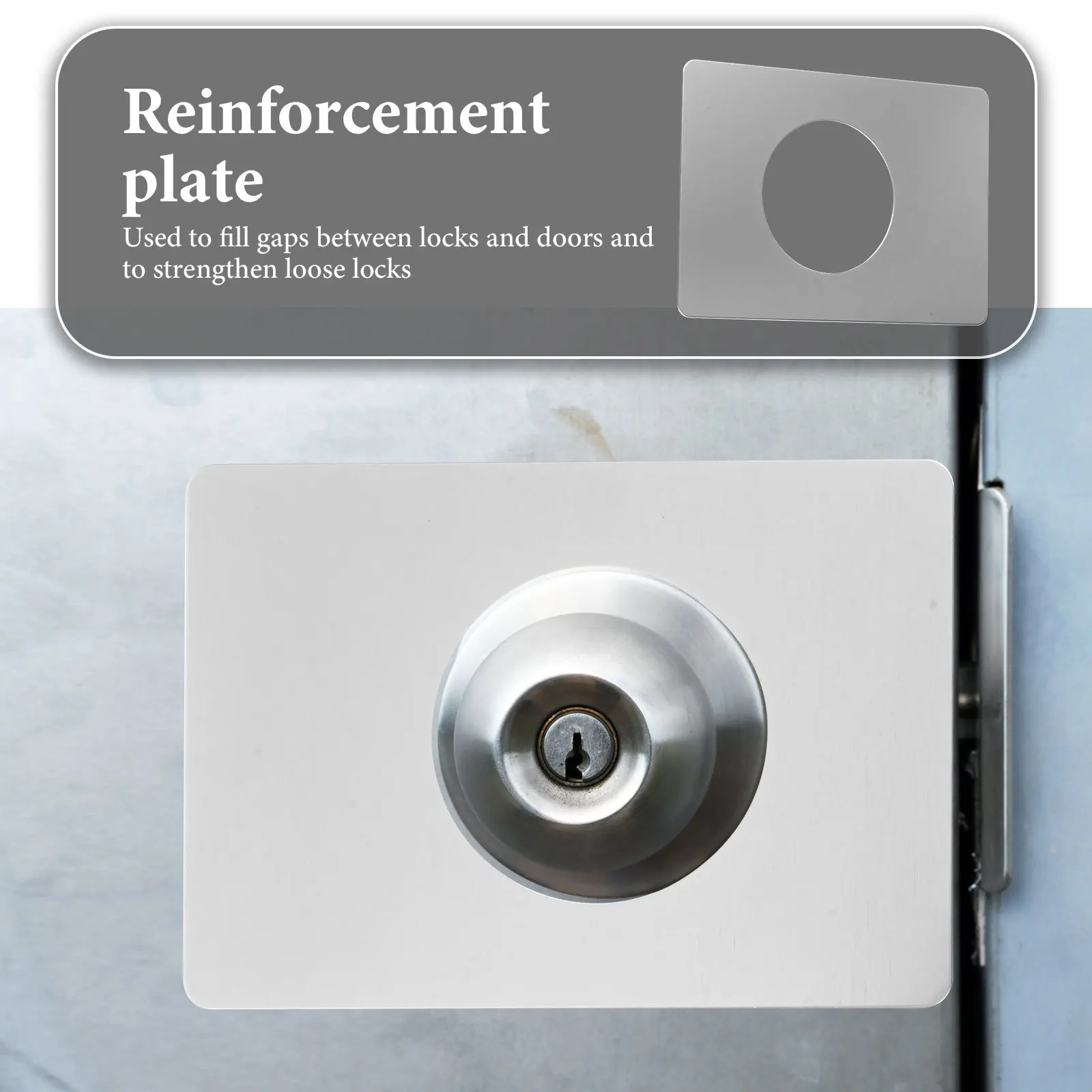 

6pcs Lock Repair Plates Stainless Steel Door Reinforcement No Drill Installation For Home Office Hotel Door Knob Plate Cover