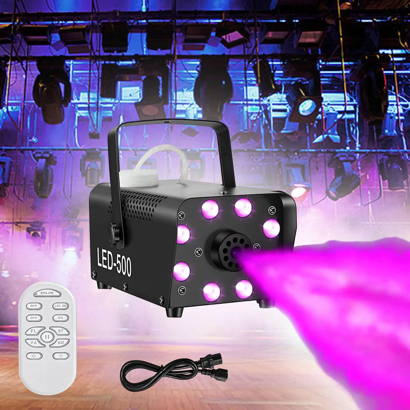 Mistmachine Met Verlichting Podium Show Kleurrijke Bruiloft Podium Fogger Party Disco Halloween Rookmachine Draagbare Led Rookmachine