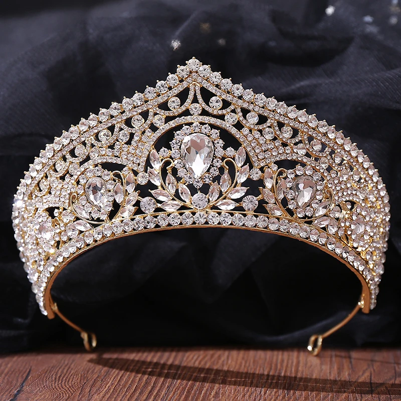 Green Crystal Wedding Dress Tiara Crown Luxury Elegant Rhinestone Tiara Wedding Headdress Hair Accessories Jewelry image 2