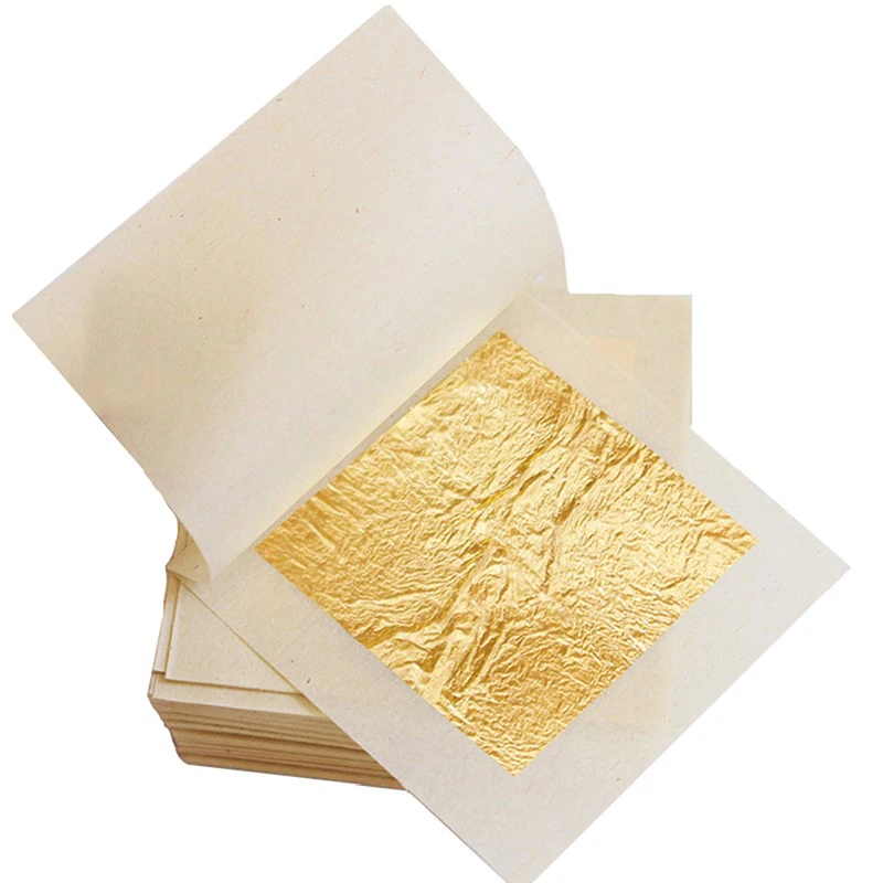 10Pcs Sheets Pure 24K Gold Foil Leaf Anti-Aging Gilding For Food Decorations Handmade DIY Scrapbooking Craft Decoration