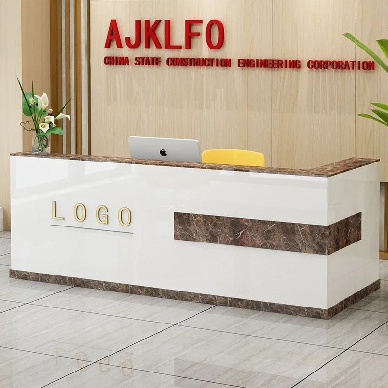 

Display Salon Reception Desks Sign Beauty Retro Luxury Reception Desks Podium Nordic Recepción Negocio Commercial Furniture