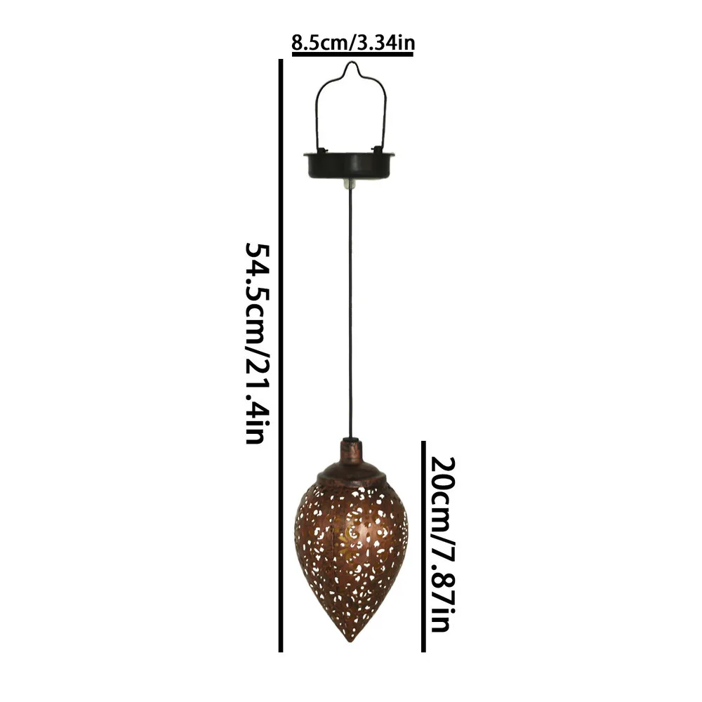 Solar Iron Waterdrop Lantern Outdoor Garden Light Waterproof Hollow Decorative Lighting for Patio Yard Landscape Pathway