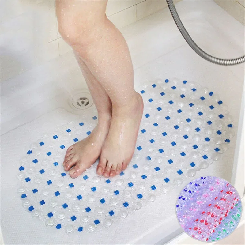 

PVC Anti-skid Bath Mats Soft Shower Bathroom Massage Mat Suction Cup Non-slip Bathtub Carpet Rectangle Large Size