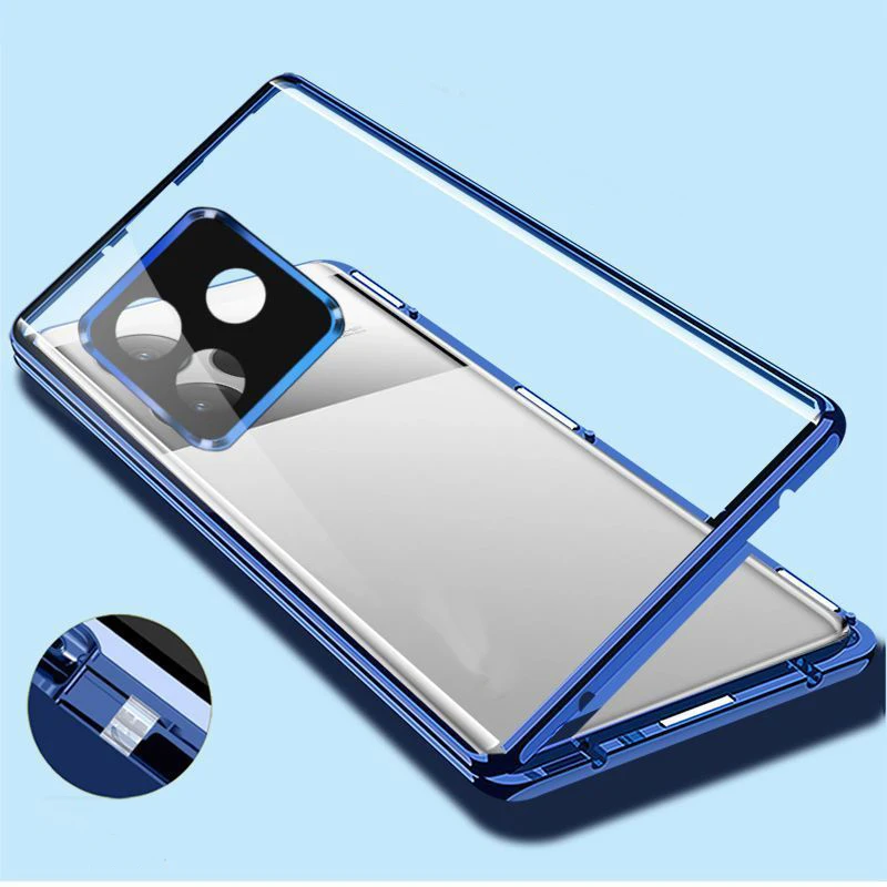 

Lens Protection Metal Magnetic Phone Case Double Sided Tempered Glass For OPPO A80 A20 A98 A79 A78 A60 5G A40m 4G Cover Cases