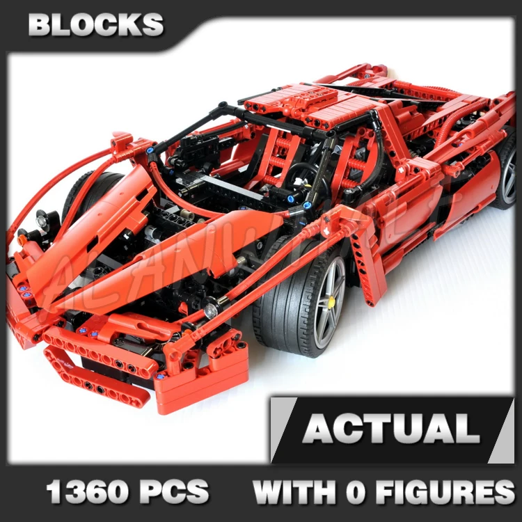 

1360pcs Technical 1:10 scale Racer Red Super Racing Car V12 engine Butterfly Door 10571 Building Block Set Compatible with Model