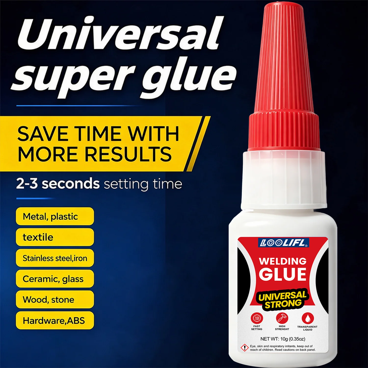 LOOLIFL High Strength Welding Glue Fast Drying Super Glue Multi-purpose Transparent Instant Adhesive For Wood Metal Jewelry Bond