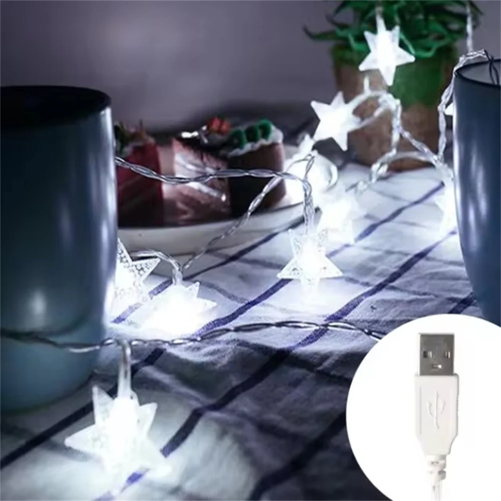 ไฟ LED Star String กันน้ําไฟ Fairy USB/แบตเตอรี่ดําเนินการไฟ Fairy สําหรับงานแต่งงานห้องนอนตกแต่งต้นคริสต์มาส