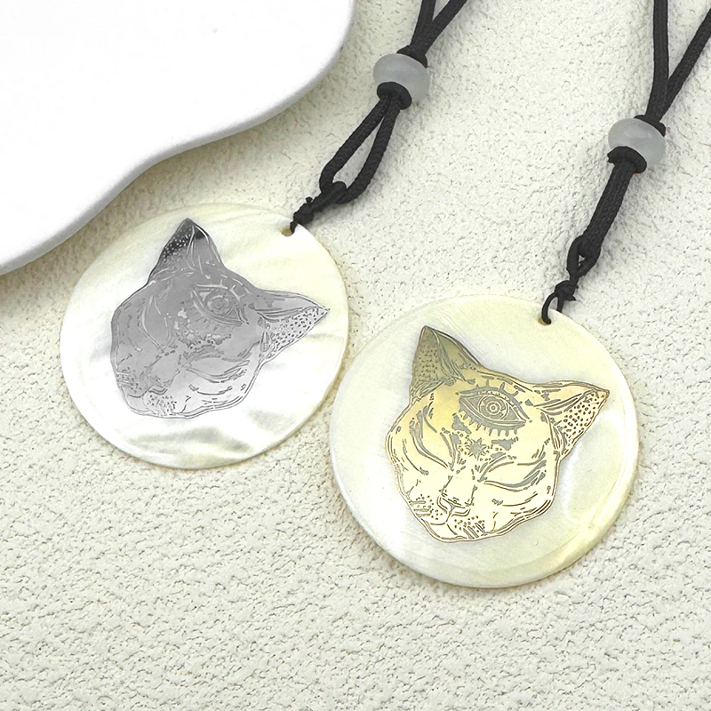 

Natural Shell Witchcraft Eye of Providence Cat Necklace Women Men Gold Color Divination Baphomet Occult Chain Amulet Jewelry