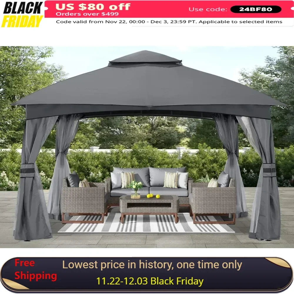 

Garden Canopy Sunshade 10x10 Outdoor Gazebo - Patio Gazebo With Mosquito Netting Roof Top Tent Backyard & Deck Camping Tent