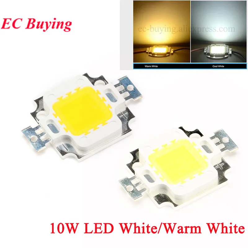 2pcs/1pc 10W High Power LED Diode Bead Dual Gold Wire High Brightness Warm White Light White Integrated Light Source DC 9-12V