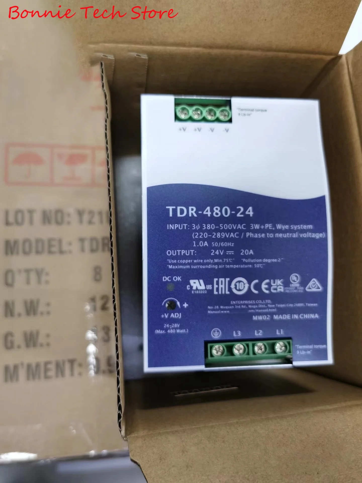 

TDR-480-24 for MEAN WELL Power Supply , 480W Three Phase Industrial DIN RAIL with PFC Function