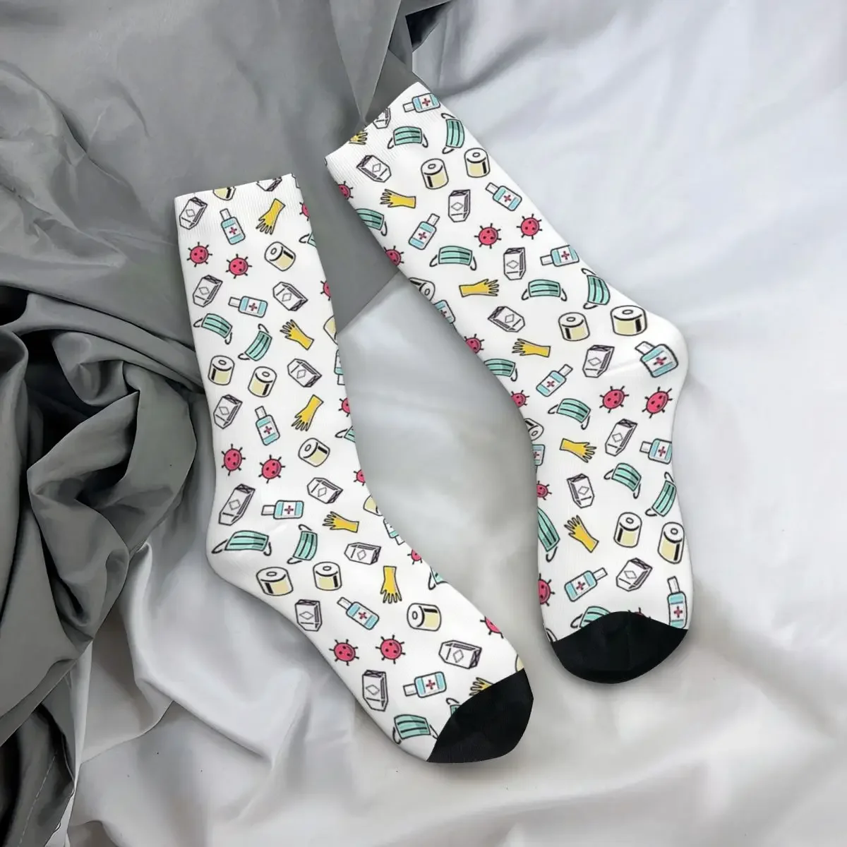 Calcetines largos de alta calidad para hombre y mujer, medias de covid-19, Harajuku, accesorios para todas las estaciones, regalo de cumpleaños