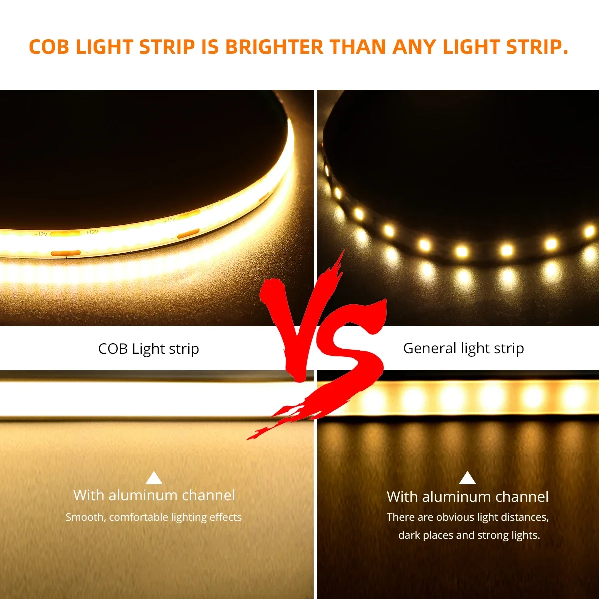 DC 5V 12V 24V COB LED Strip Lights 320LEDs/m High Brightness FOB Flexible Ribbon Bar Tape Linear Dimmable Lighting Room Decor image 5