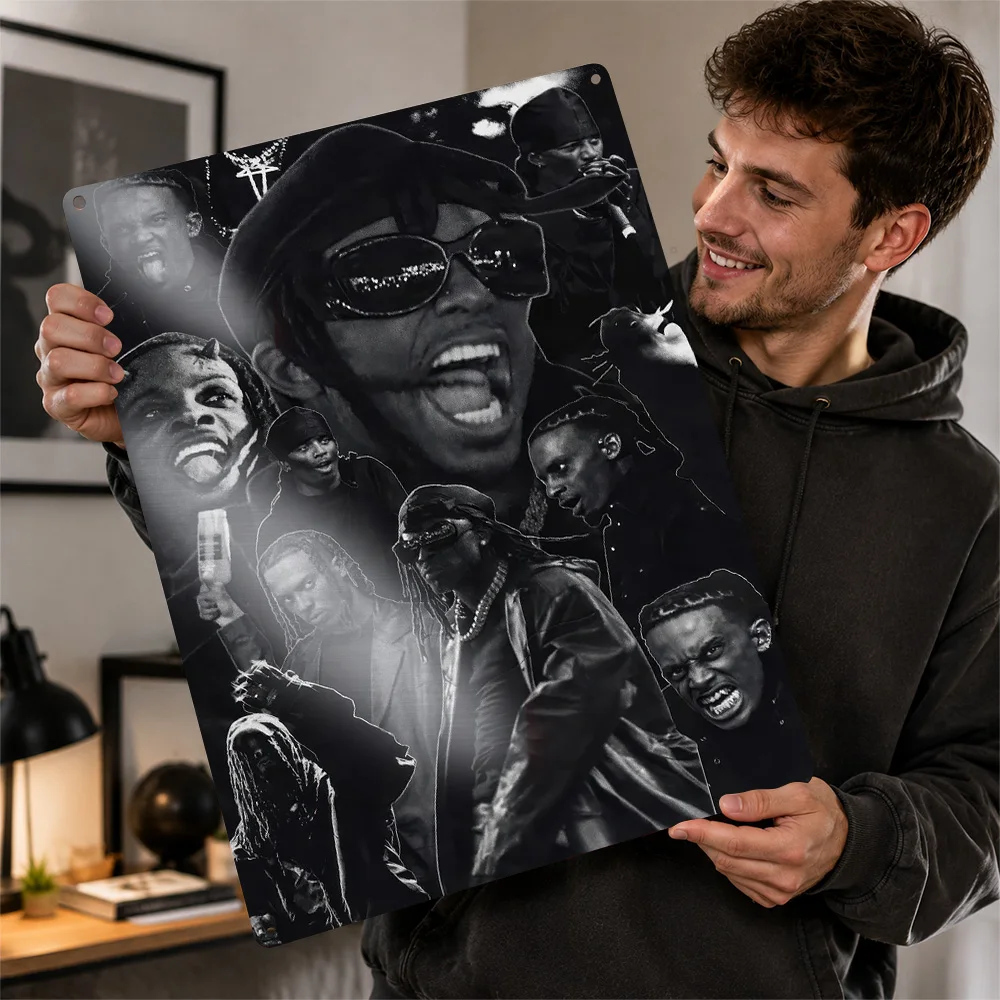 Collage of Rapper Offset Poster Musical Wall Art Customized Retro Metal Tin Sign for Music Room Studio Bedroom Home Decor Plaque