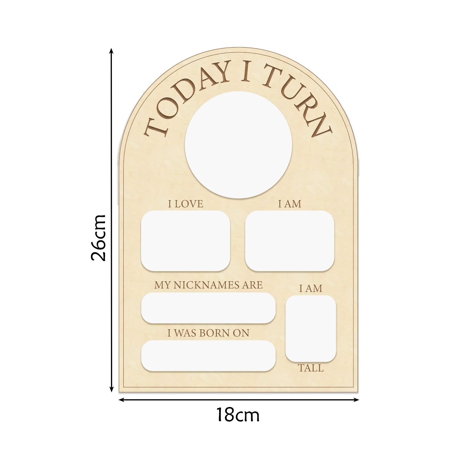 اليوم I Turn لوحة معلم خشبية - دعامة صور قابلة لإعادة الاستخدام مقاس 26 × 18 سم، لافتة عيد ميلاد للأطفال قابلة للتخصيص لجميع الاحتفالات #3