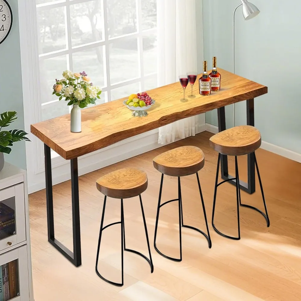 

Bar Table, 47.2 Inch Bar Height Pub Table, Rectangle Wood Counter Height Dining Table, Bistro Tall Kitchen Table with Stu