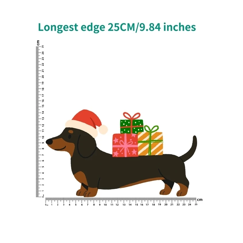 25 سنتيمتر الكرتون عيد الميلاد الكلب ملصقات نقل الحرارة DTF الحديد على نقل بقع للأطفال الكبار الملابس الديكور #5