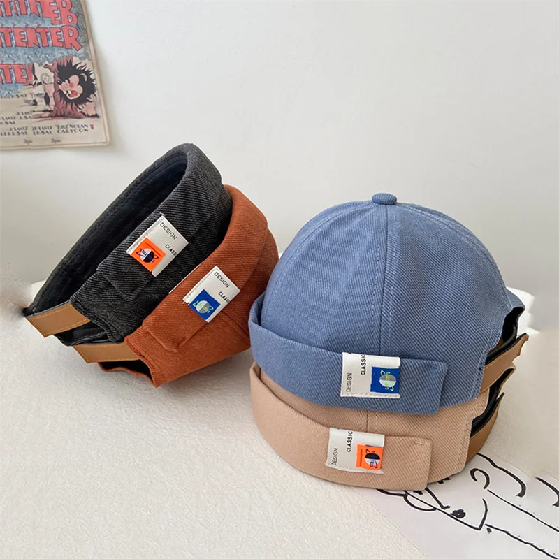 New Design Docker Cap Dome Hat Retro Sailor Brimless Cap Unisex Adjustable Beanie Hats for Men Women Skullcap Bonnet Street Caps