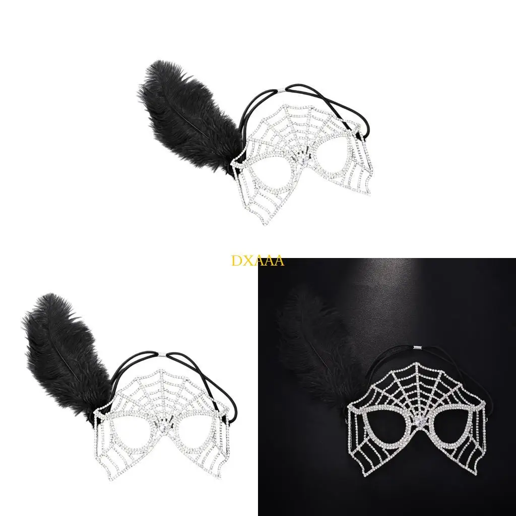 DXAA Rhinestones Like Spiderweb Face Decors Unique Festival MaskFor Cosplayers