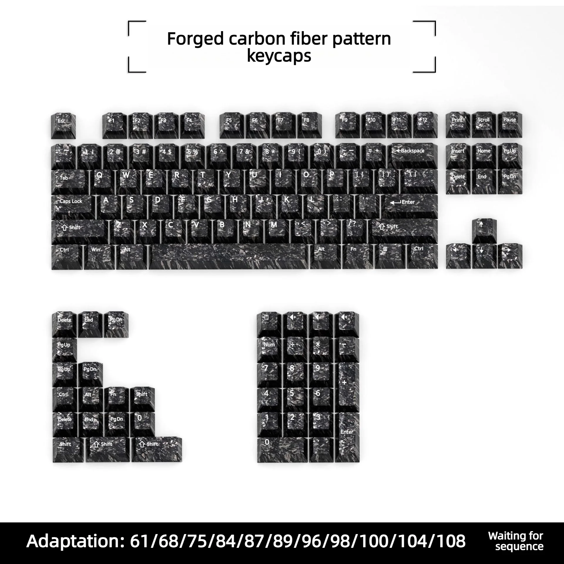 2026 New Carbon Fiber Texture Keycaps Forged Carbon Side Printed OEM Profile Compatible with Magnetic Switch Mechanical Keyboard - view 6