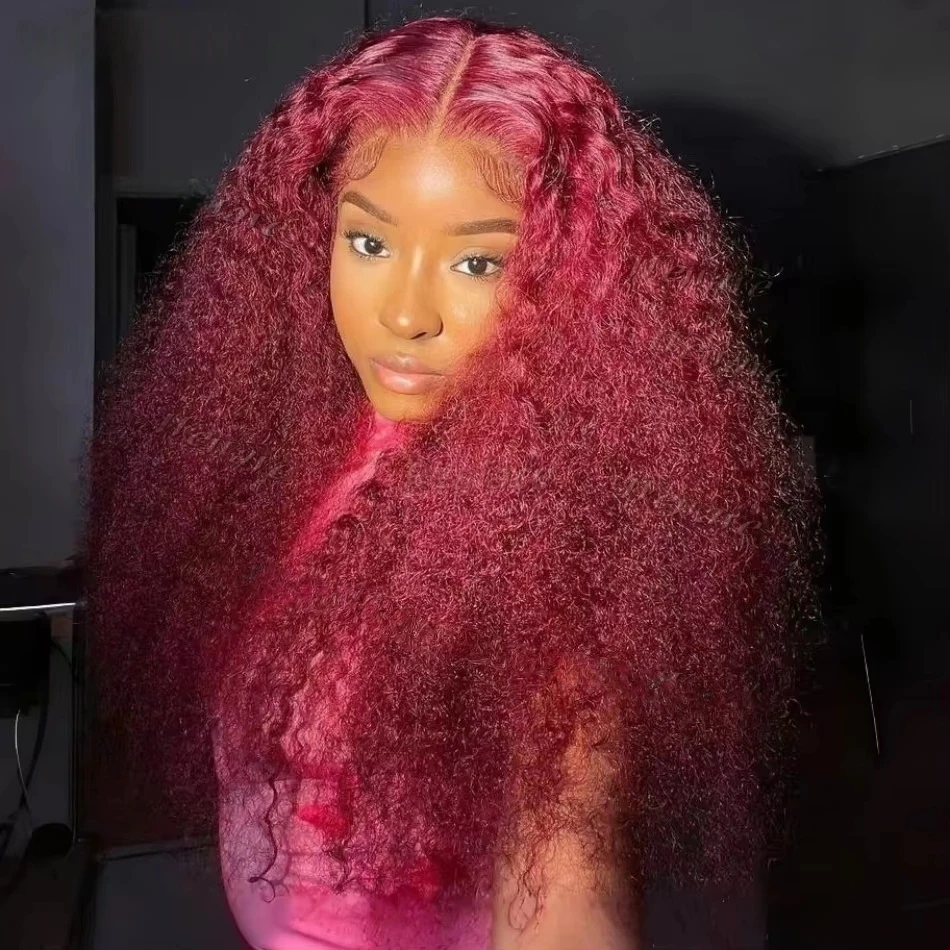

Burgundy 30 Inch Hd Lace Frontal Human Hair Wig 13x6 Curly Wigs Deep Wave Frontal Wig Colored Red 99j Lace Front Wig Human Hair