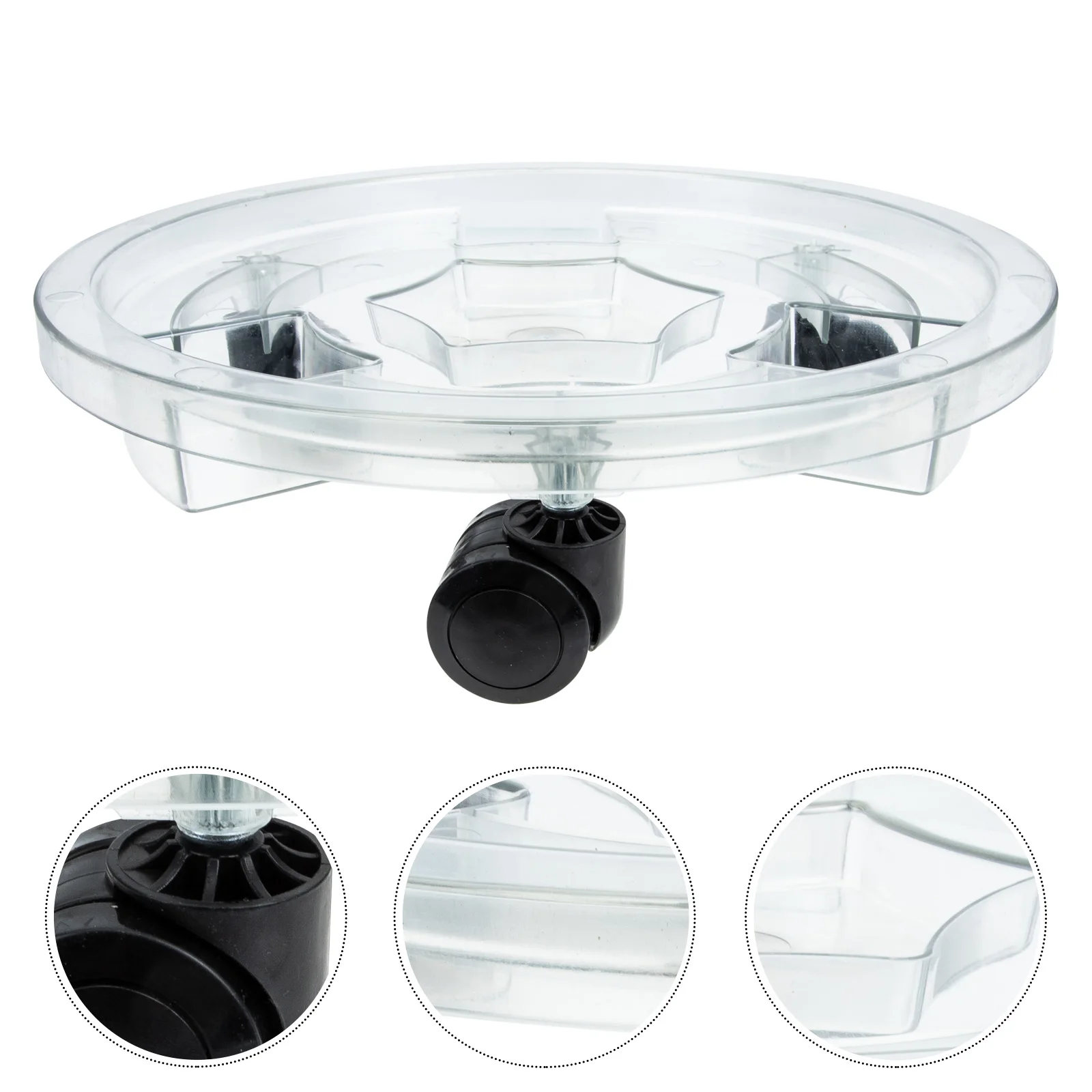 

Transparent Flowerpot Wheels Rolling Plant Tray Flower Pot Tray Plastic Pot Saucer for Indoor Garden Outdoor Plant St