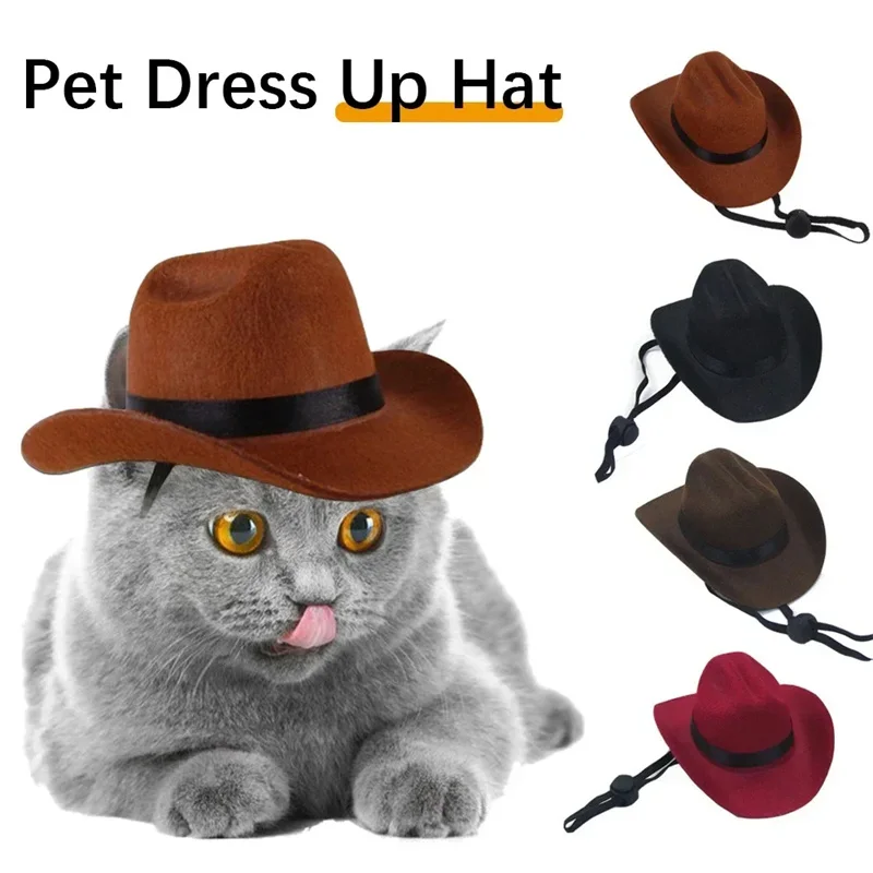 Pet Cowboy Hat Clothing Dog Cat Cowboy Hats Puppy Adjustable Cap Suitable For Small Dogs And Cats Birthday Party Photo Shoots