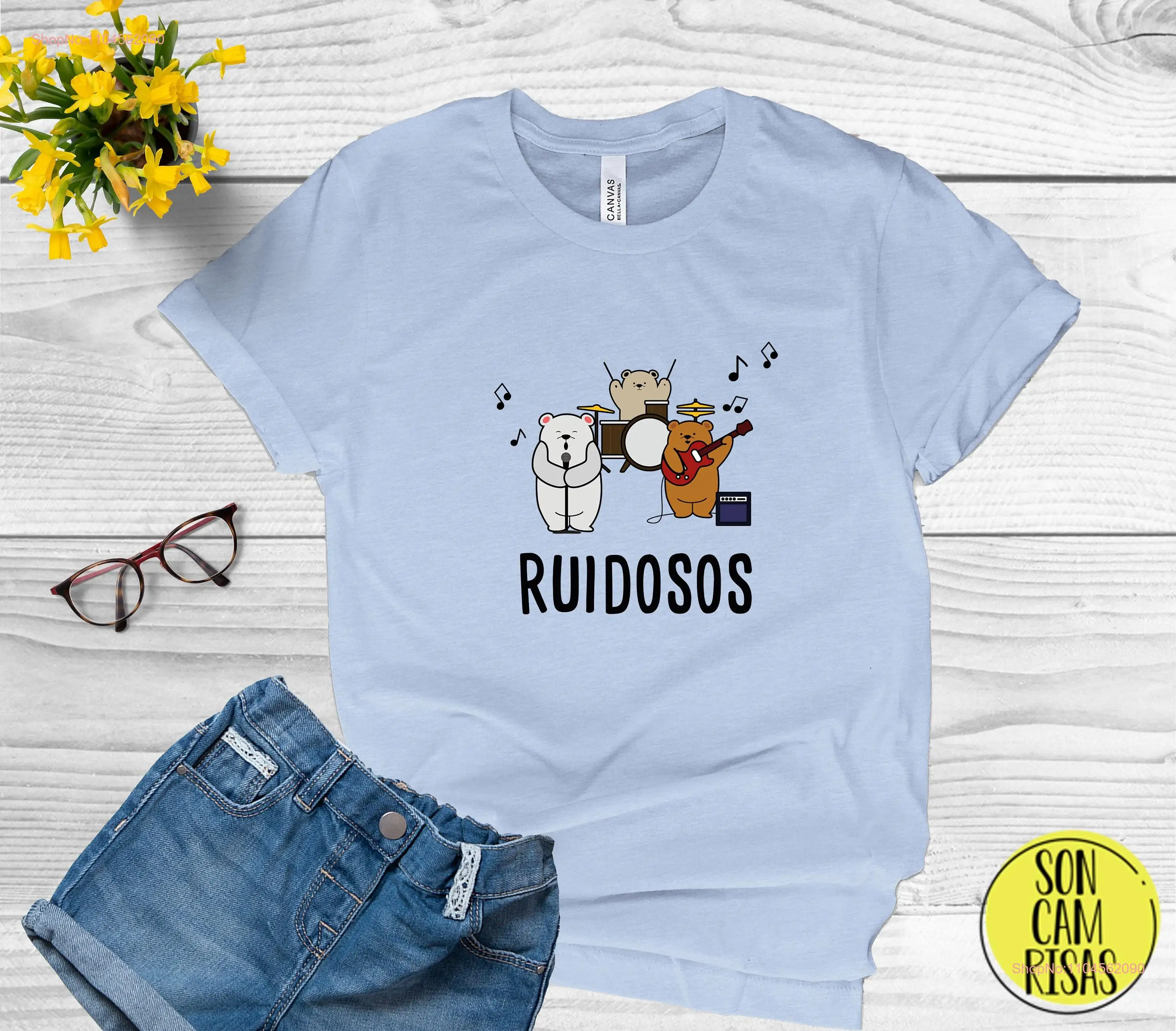 

Ruid Osos Funny Spanish T Shirt Camiseta Espanol Play on Words Cartoon in Puns long or short sleeves